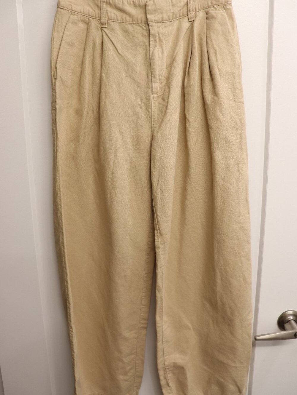 GAP Wide Leg High Rise Linen Blend Pants Khaki Size 6